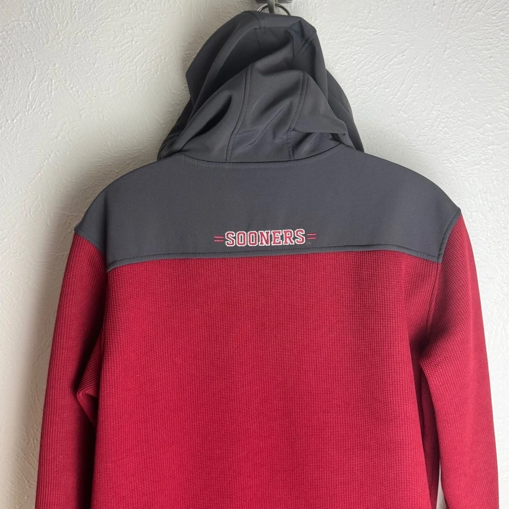 Colosseum Oklahoma Sooners‎ Mens XL Full Zip Hoodie Jacket Grey Maroon OU Fleece
